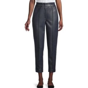 Rebecca Taylor 🏷️ NWT Navy Vegan Leather Elastic Waist Zip Crop Jogger Pants 8